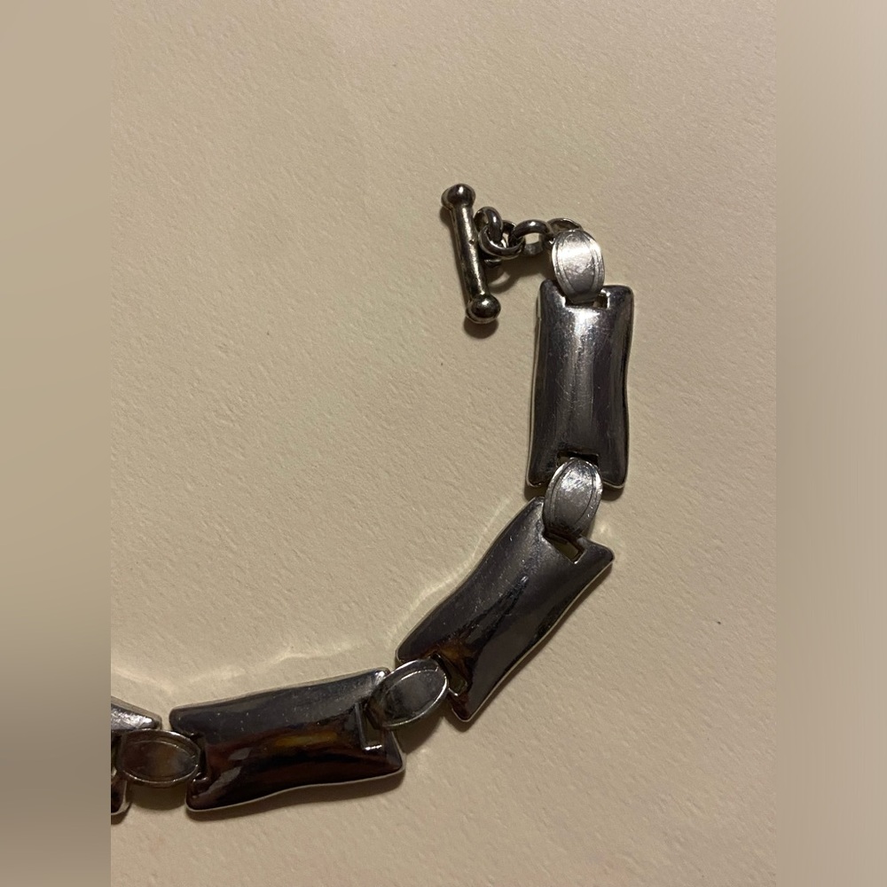 🏝️ Engraveable Silver Tone Panel Bracelet #7458 - Picture 3 of 8